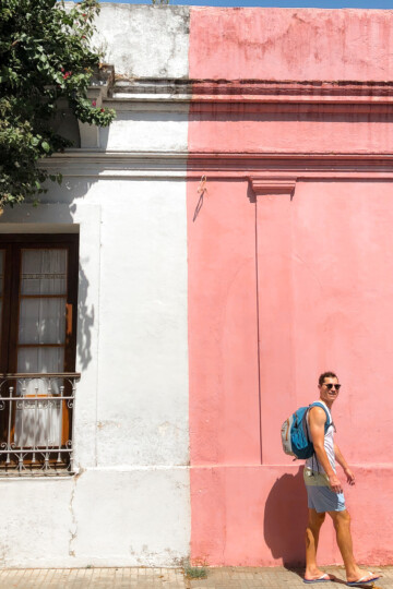 Dan on a self-guided walking tour of Colonia del Sacramento (day trip) enjoying the best things to do in the area.