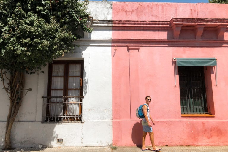 Dan on a self-guided walking tour of Colonia del Sacramento (day trip) enjoying the best things to do in the area.