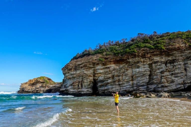 Dan at Ghosties Beach Caves (Rainbow Caves), NSW