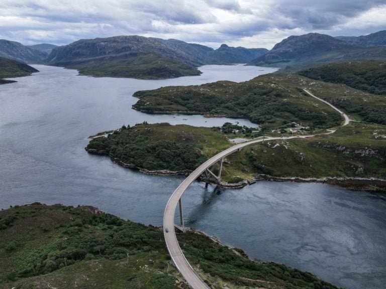 Kylesku Bridge near Kylestrome and hotel