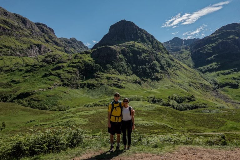 Dan and Beck at the Three Sisters in the West Highlands of Scotland
