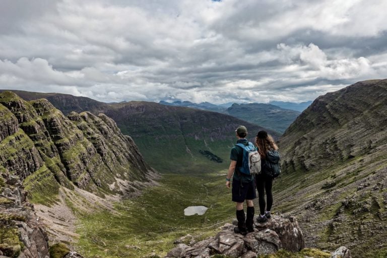 Dan and Beck at Sgùrr a Chaorachain along the Bealach Na Ba drive