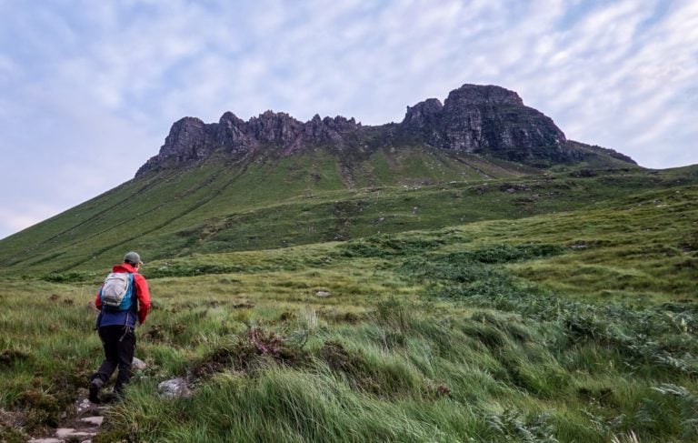 Dan hiking up Stac Pollaidh in Assynt