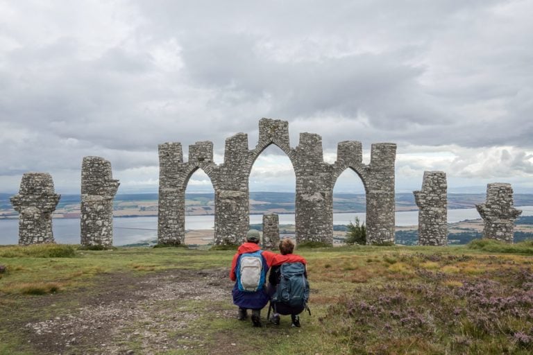 Dan and Beck at the Fyrish Monument with views over Cromarty Firth