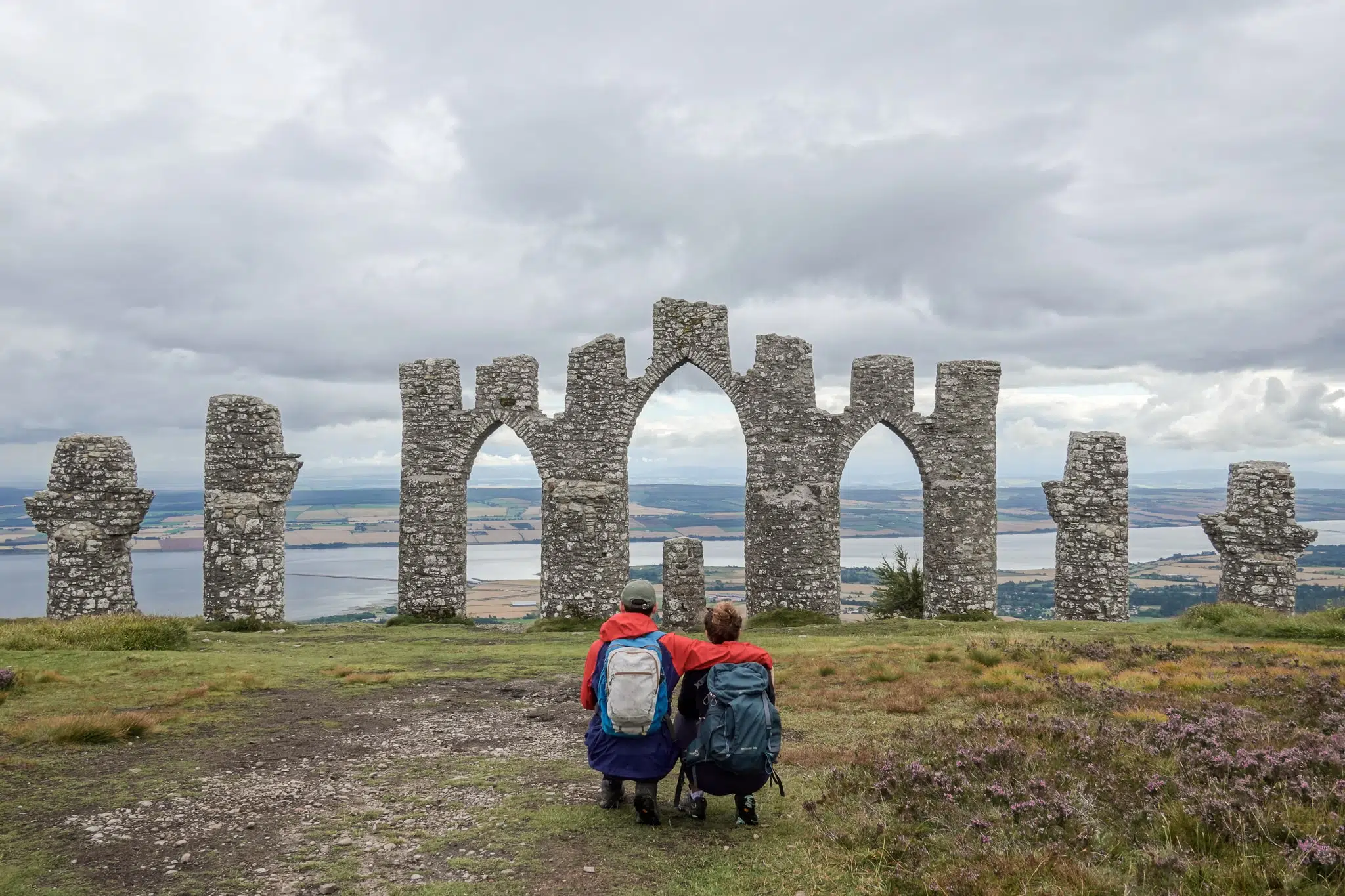 Dan and Beck at the Fyrish Monument with views over Cromarty Firth
