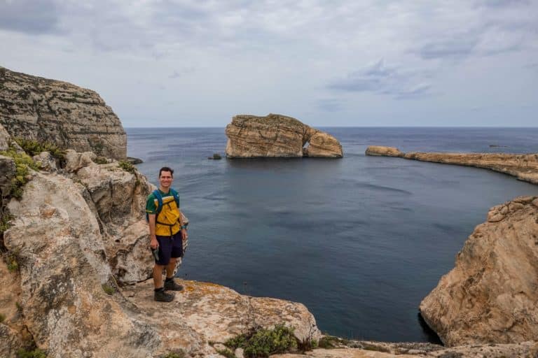 Fungus Rock in Dwerja Bay, seen on the Dwejra Walk