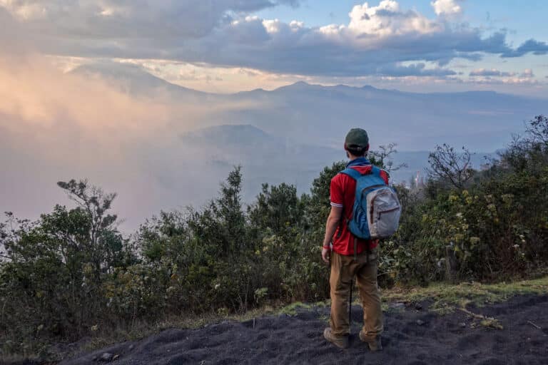 Dan watches sunset during the Volcan Pacaya hike
