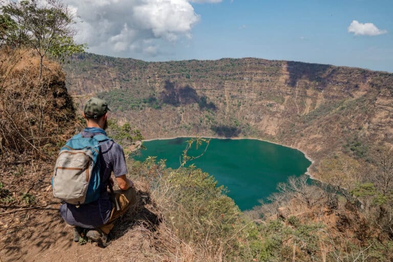 Dan admires Laguna Cosiguina from the crater edge