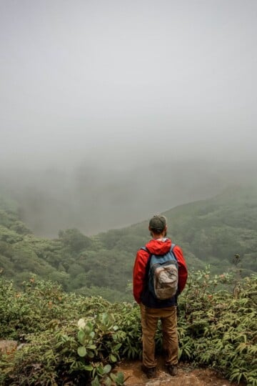 Dan stands at the crater of Maderas Volcano
