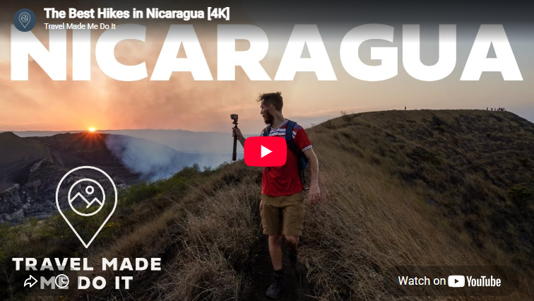 Dan hikes while videoing a sunset during a hike in Nicaragua