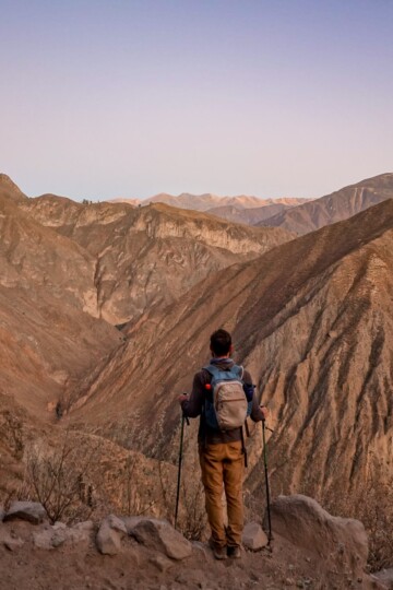 Dan enjoys sunrise during the Colca Canyon trek