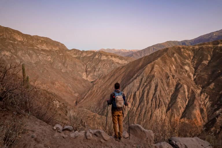 Dan enjoys sunrise during the Colca Canyon trek