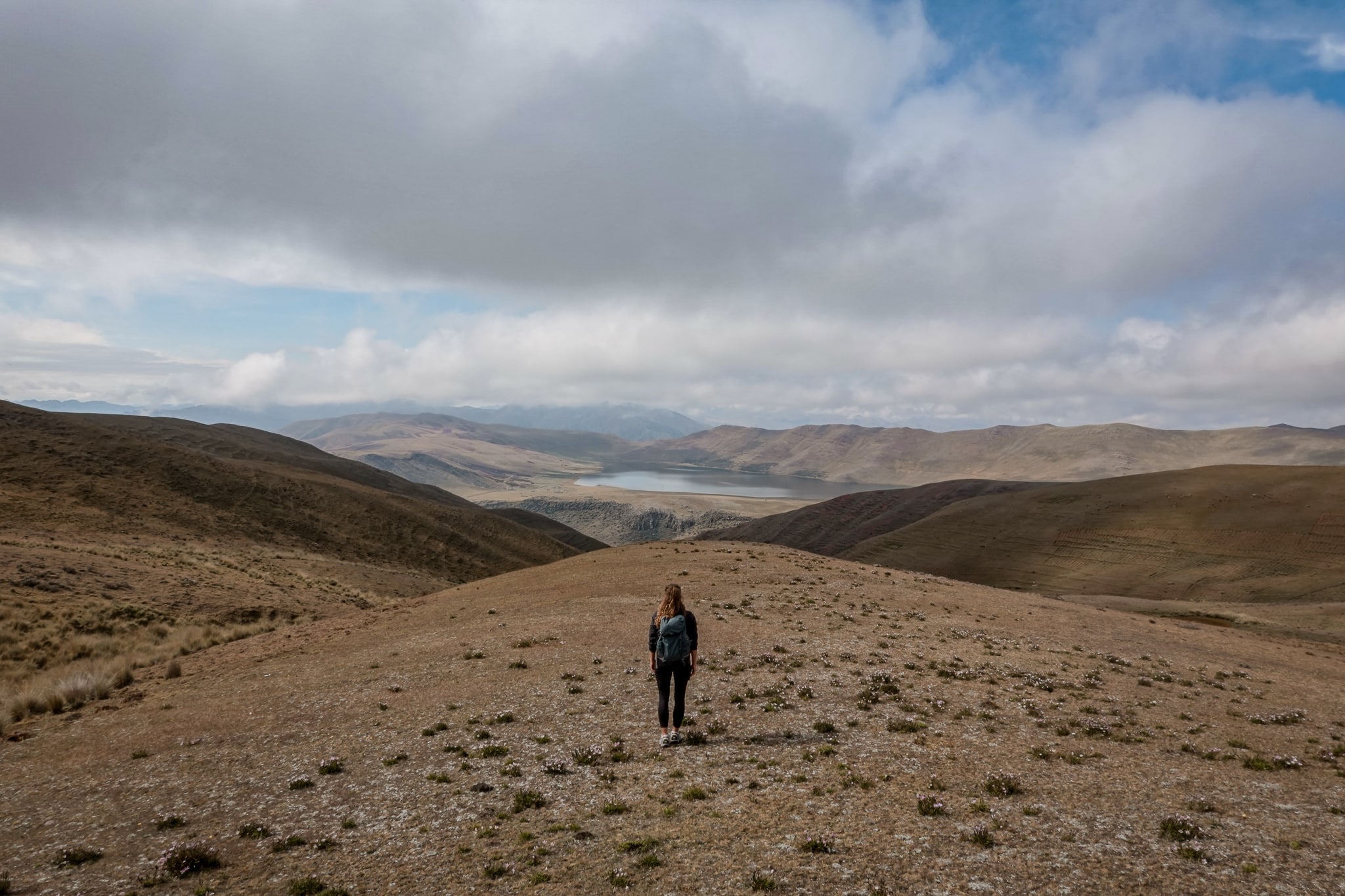 Beck enjoying the views over the golden lake