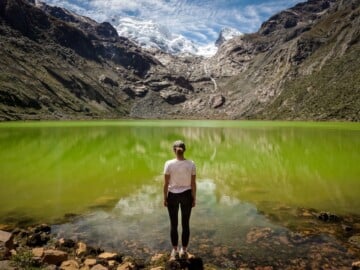 Beck stands by Laguna Shallap, during one of the best day hikes in Huaraz