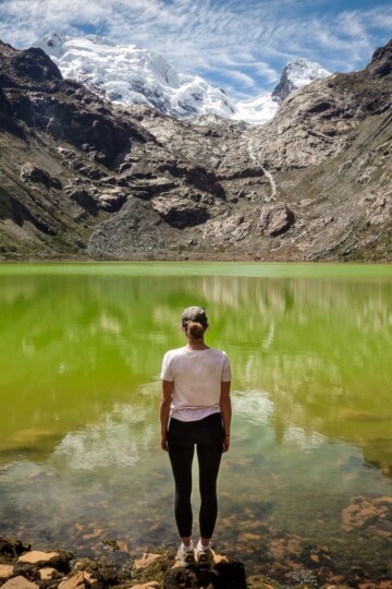 Beck stands by Laguna Shallap, during one of the best day hikes in Huaraz