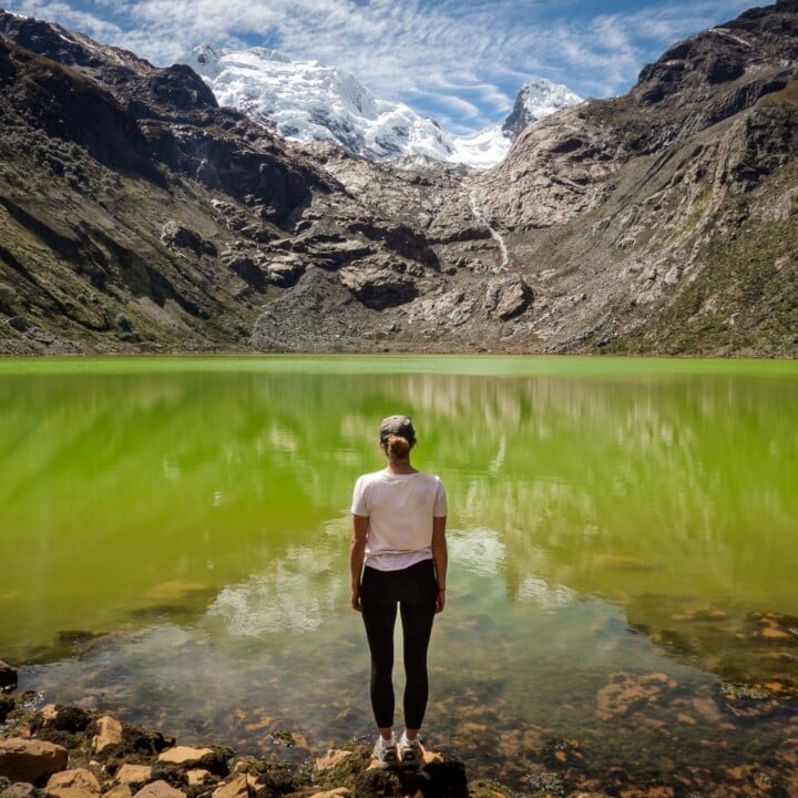 Beck stands by Laguna Shallap, during one of the best day hikes in Huaraz