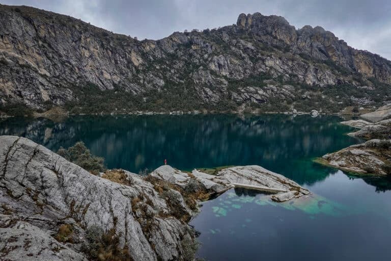Dan is seen in the distance, during the Laguna Churup hike, in Huaraz, Peru