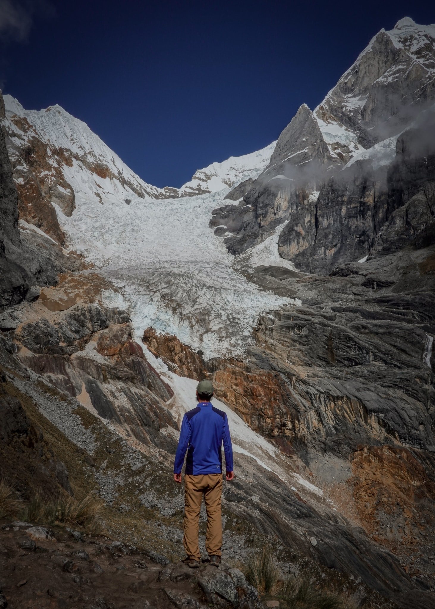 Dan stands and admires the Cordillera Huayhuash mountains on day three of the trek