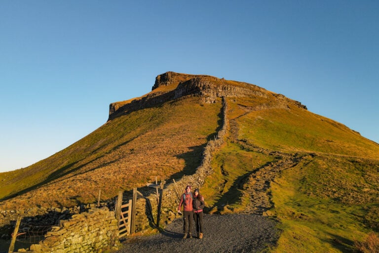 Dan and Beck walking on the Pen-y-Ghent Walk, from Horton in Ribblesdale