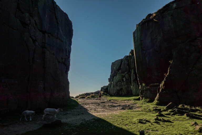 The old Ilkley Quarry on Ilkley Moor, near the Cow and Calf Rocks, seen at the beginning of a walk.
