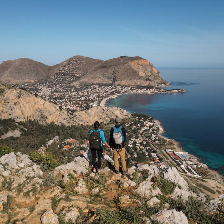 Views of Palermo, Mondello Beach and Capo Gallo from Monte Pellegrino