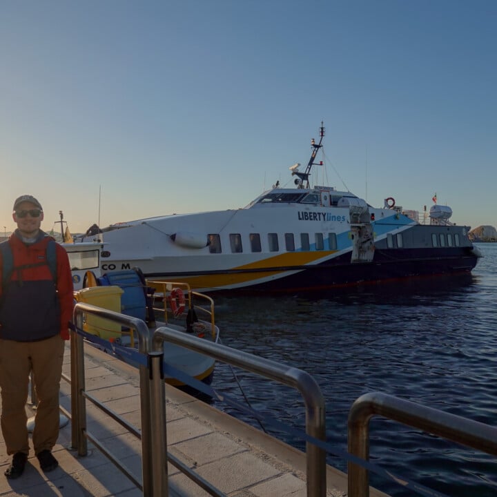 Dan waits for the ferry from Trapani to Favignana