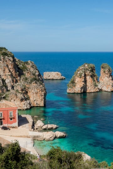 An old tuna factory called Tonnara di Scopello located by the sea