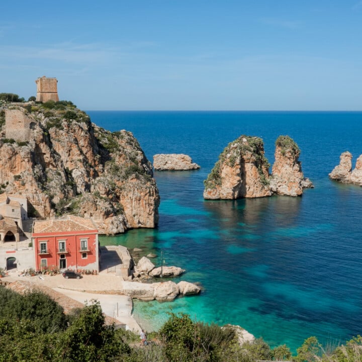 An old tuna factory called Tonnara di Scopello located by the sea
