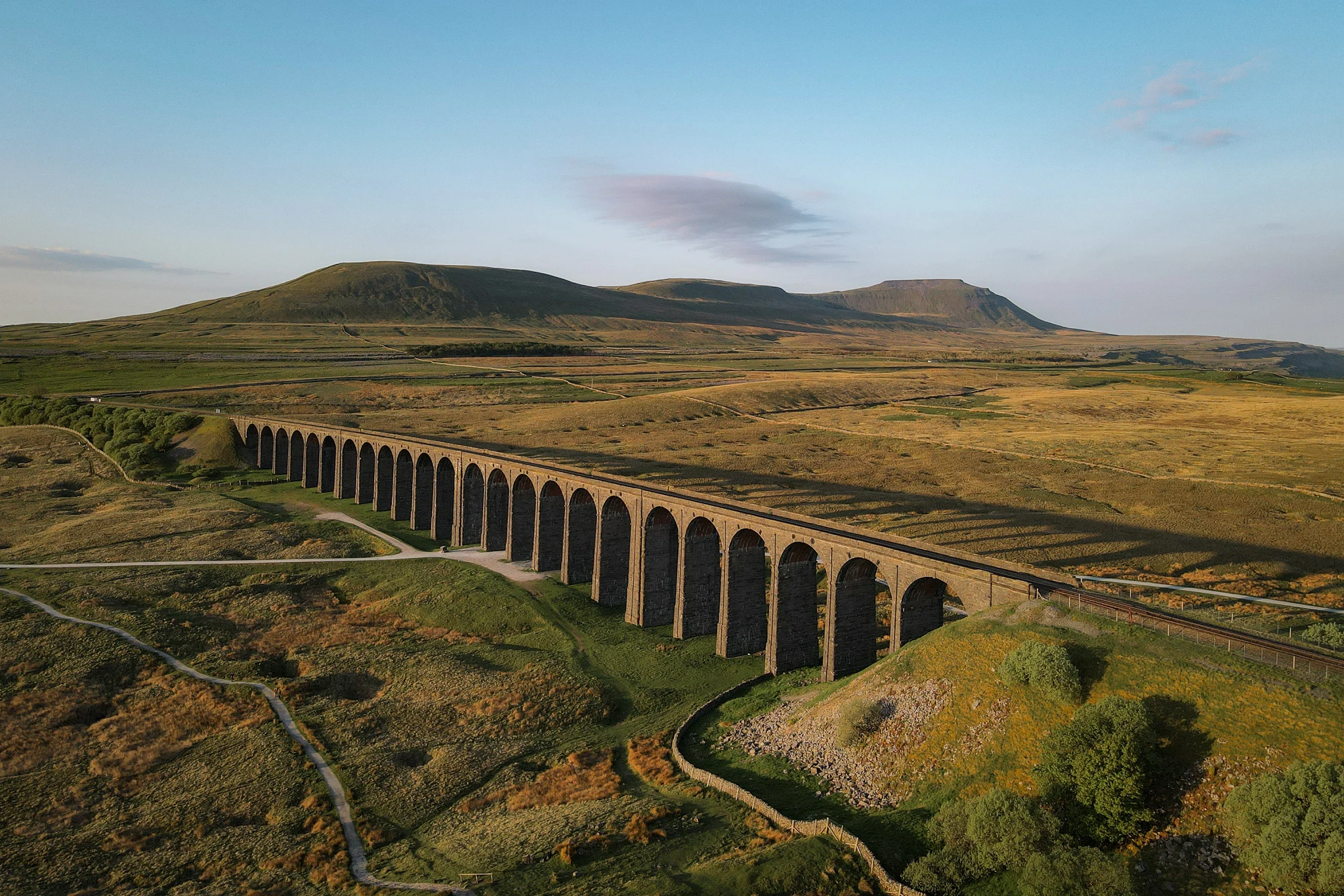 Ribblehead Viaduct seend during the Yorkshire Three Peaks Challenge route