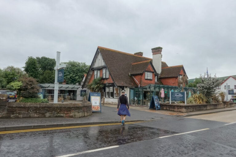 Dan walks towards a hotel in Balloch, near Loch Lomond