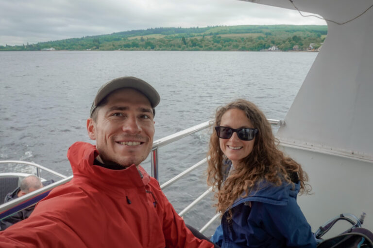 Dan and Beck on one of the Loch Lomond cruises (boat trips)