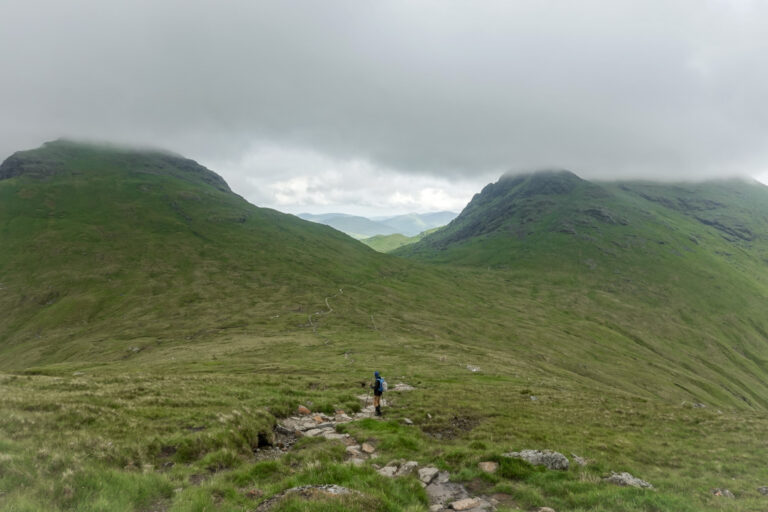 Dan walks towards Beinn Narnain and Ben Arthur