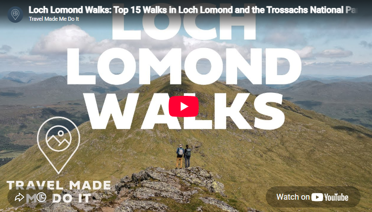 Dan and Beck look over towards a mountain during a walk in the Loch Lomond National Park