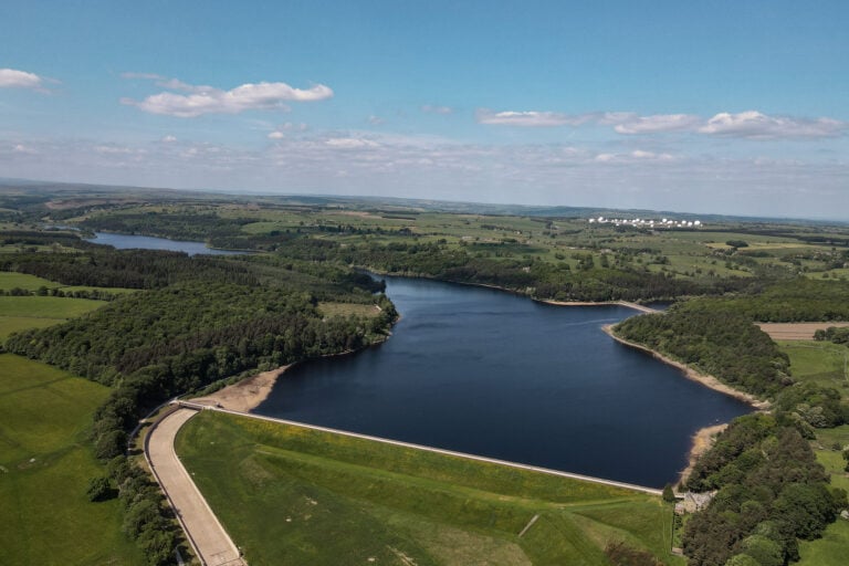 Swinsty Reservoir in the foreground and Fewston Reservoir in the background