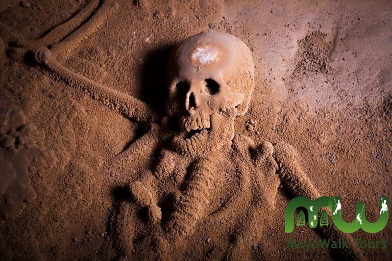 Skeleton remains found in the ATM (Actun Tunichil Muknal) Cave in Belize