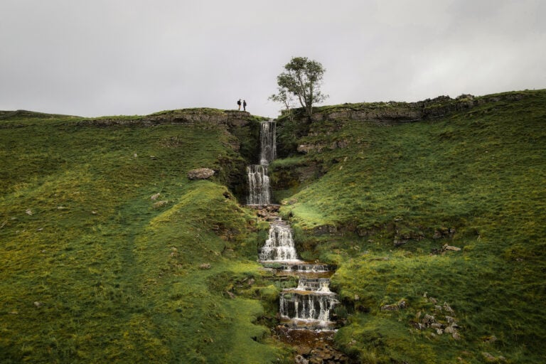 Dan and Beck at Cow Close Gill Waterfall (Cow Close Gill Falls)