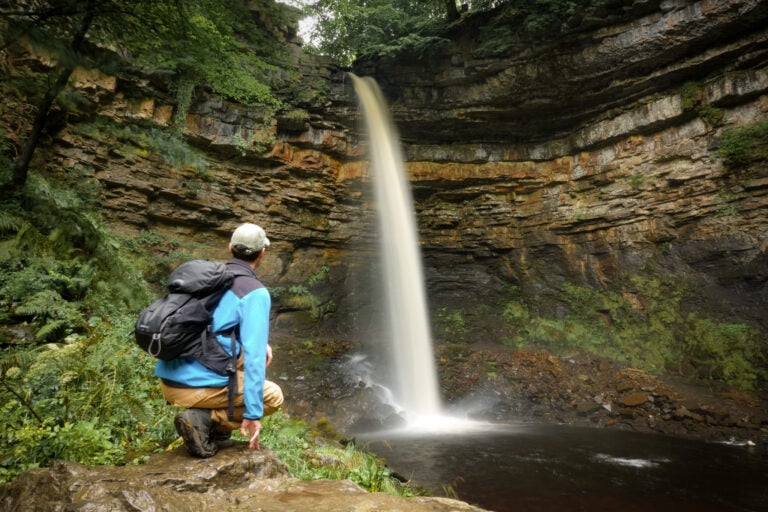 Dan at Hardraw Force, one of the most famous waterfalls in the Yorkshire Dales