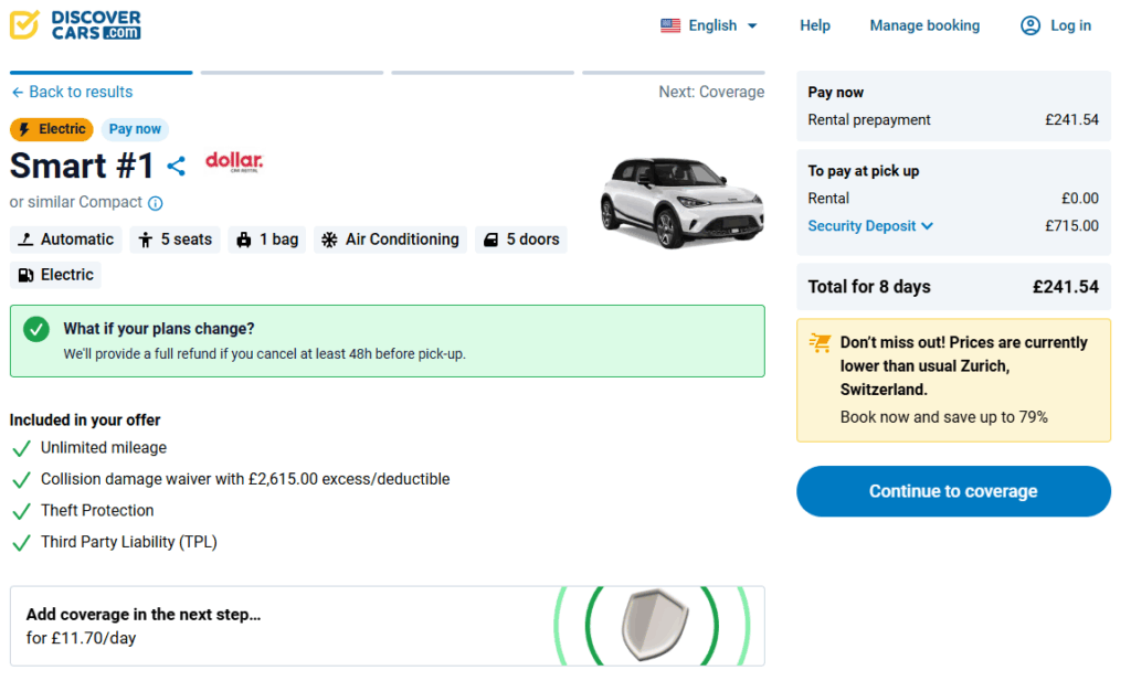 This is a step in the booking process detailed in this Discover Cars rental review