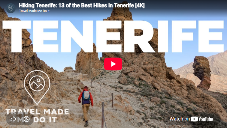 Dan hikes up a trail amongst rocky terrain in Tenerife
