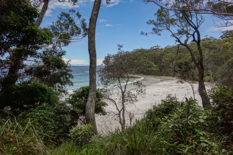 View looking down on Blenheim Beach in Jervis Bay