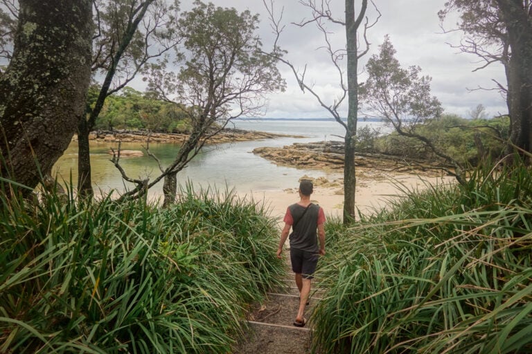 Dan walks down to Honeymoon Bay, Jervis Bay, NSW