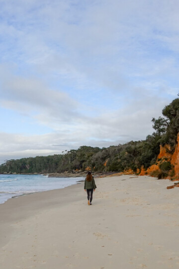 Beck walks down one of the best beaches in Jervis Bay, Nelson Beach