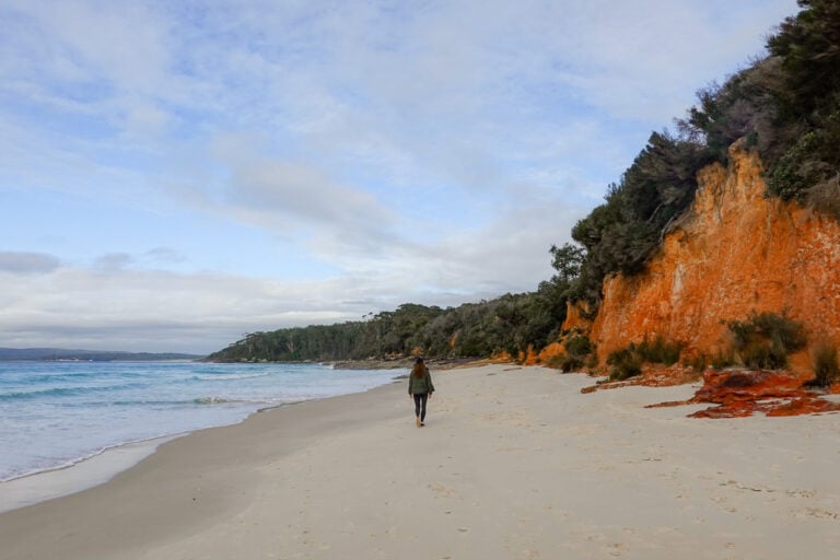 Beck walks down one of the best beaches in Jervis Bay, Nelson Beach