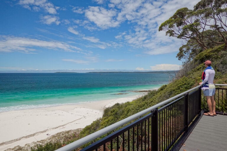 Man whale watches along Jervis Bay