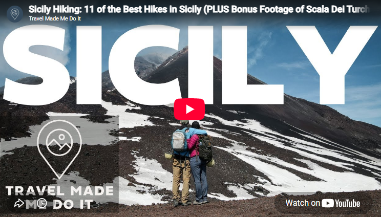 Dan and Beck look towards an active volcano during a hiking tour in Sicily