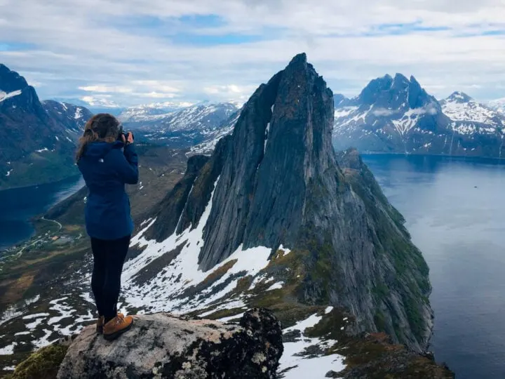 Beck takes a photograph in Senja, Norway