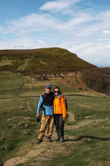 Dan and Beck embrace during the Waintsones Walk, one of the best walks in the North York Moors