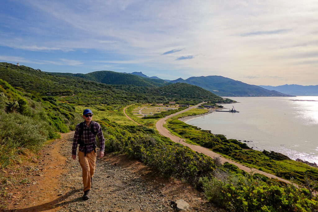 Dan walks on a coastal trail near the official starting point for a walk called Sentier des Douaniers Ajaccio
