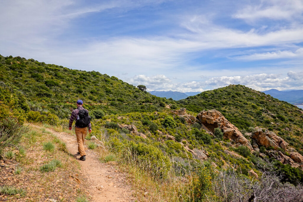 Dan walks on a trail called Sentier des Crêtes Ajaccio