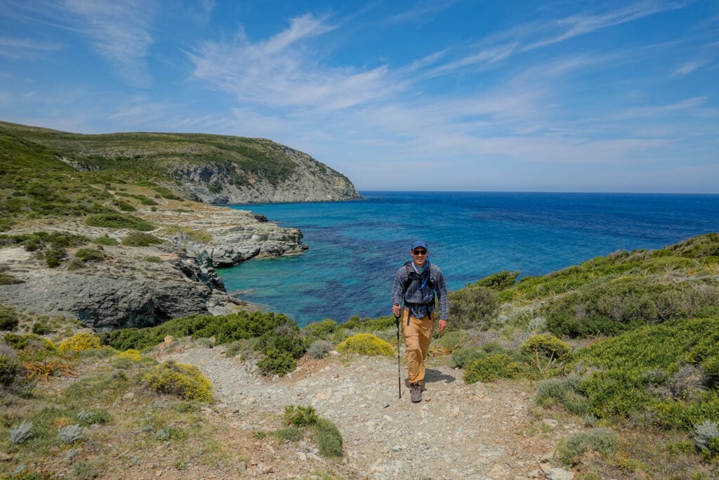Dan walks up a coastal trail called Sentier des Douaniers Cap Corse